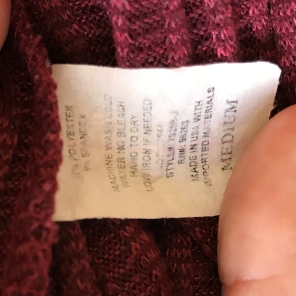 Burgundy Knit/Ribbed Tank Top, Tie, Front Buttons - Picture 3 of 4